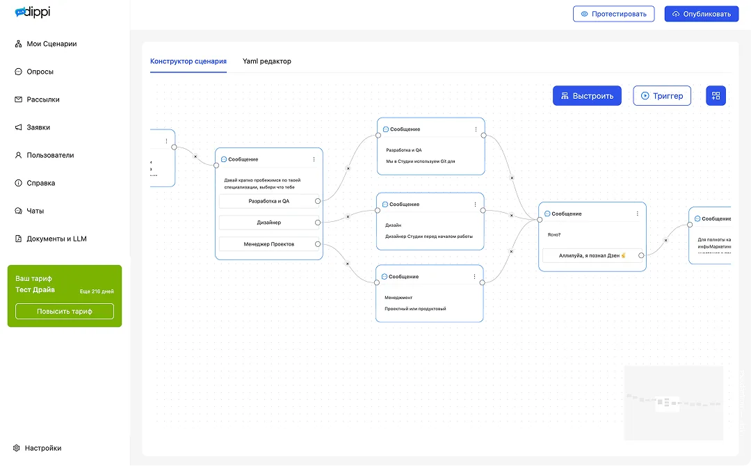 Dippi.io — платформа для создания AI-ассистентов скриншот 2