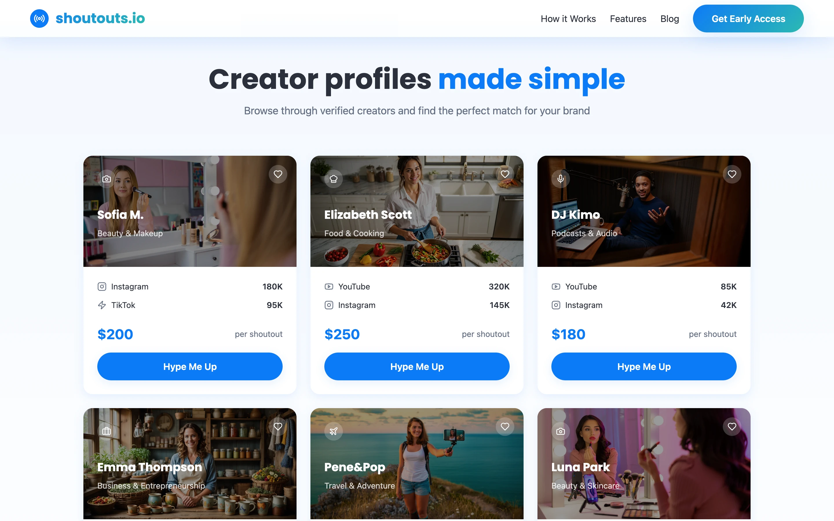 Shoutouts.io — лендинг сервиса видеоотзывов скриншот 2